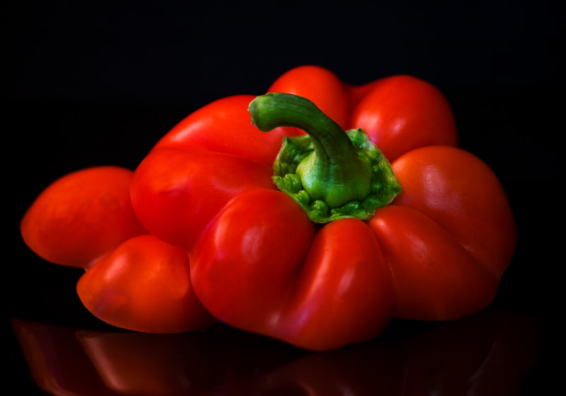 Photograph of Cut pieces of a red pepper